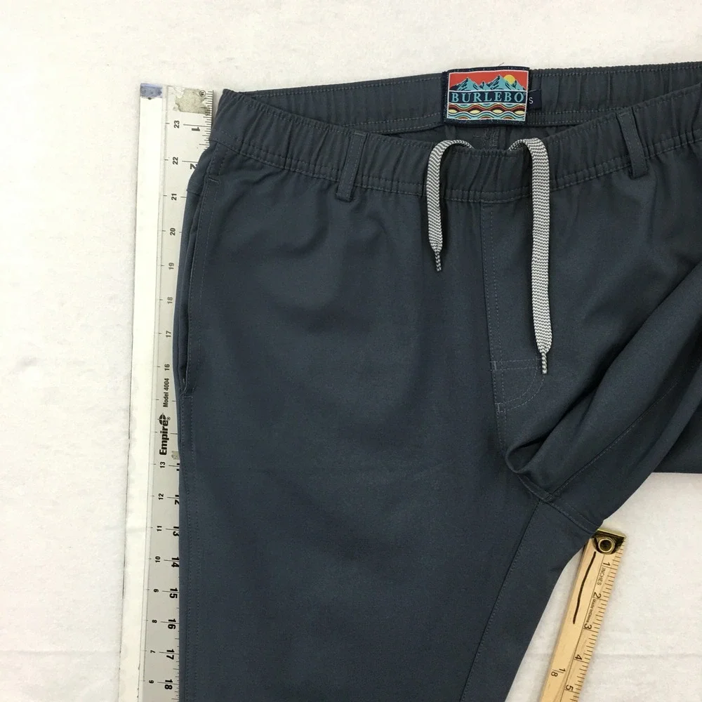 Burlebo Mens Performance Everyday Pants Gray Elastic Waist Drawstring Size Small